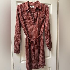 Patterned Shirt Dress with Pockets